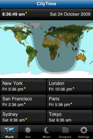 CityTime Main Screen